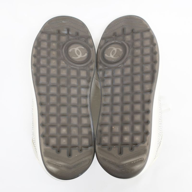 Chanel Sneakers Sequins White Size 36 Coco — view 5