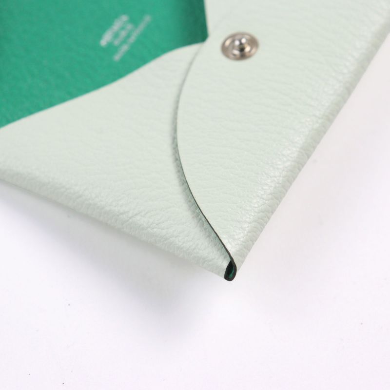 Hermes Calvi Verso Chevre Verre Fizz Mint Coin Case Stamped — view 5