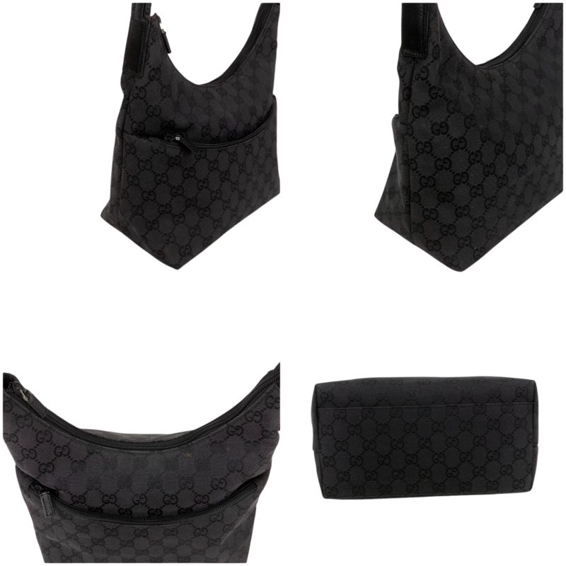 Gucci One Shoulder Bag GG Canvas Black Hobo Soho — view 4