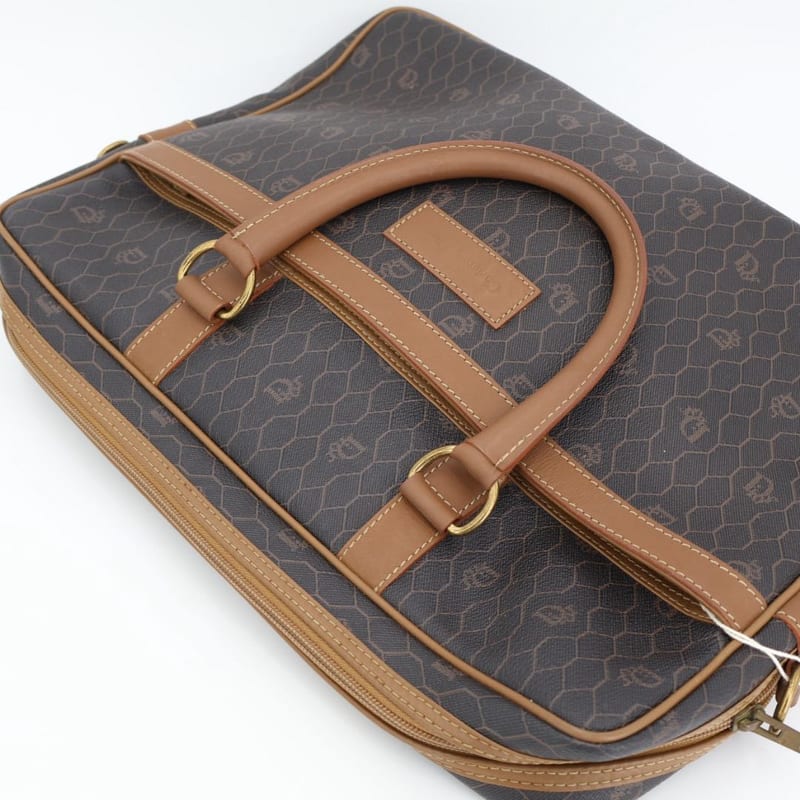 Christian Dior Honeycomb Brown Gold Hardware Business Bag — view 8