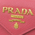 Prada Trifold Wallet Metal Logo Leather Pink Gold Hardware Compact — view 5