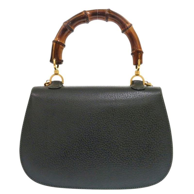 Gucci Bamboo 000 29 0633 Leather Green 2-Way Handbag 0884 — view 3