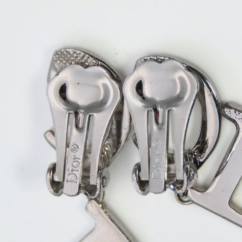Christian Dior Earrings Swing Metal Silver CD Logo Accessory Plated — view 5