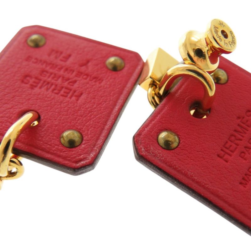 Hermes As De Coeur Vorsoft Metal Gold Red Engraved Y Earrings 1380 — view 8