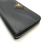 Prada Big Logo Saffiano Zip Around Wallet Black — view 4