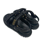 Christian Dioract Sandals Shoes Calfskin Black Gold Logo Cannage Quilted Sports — view 4