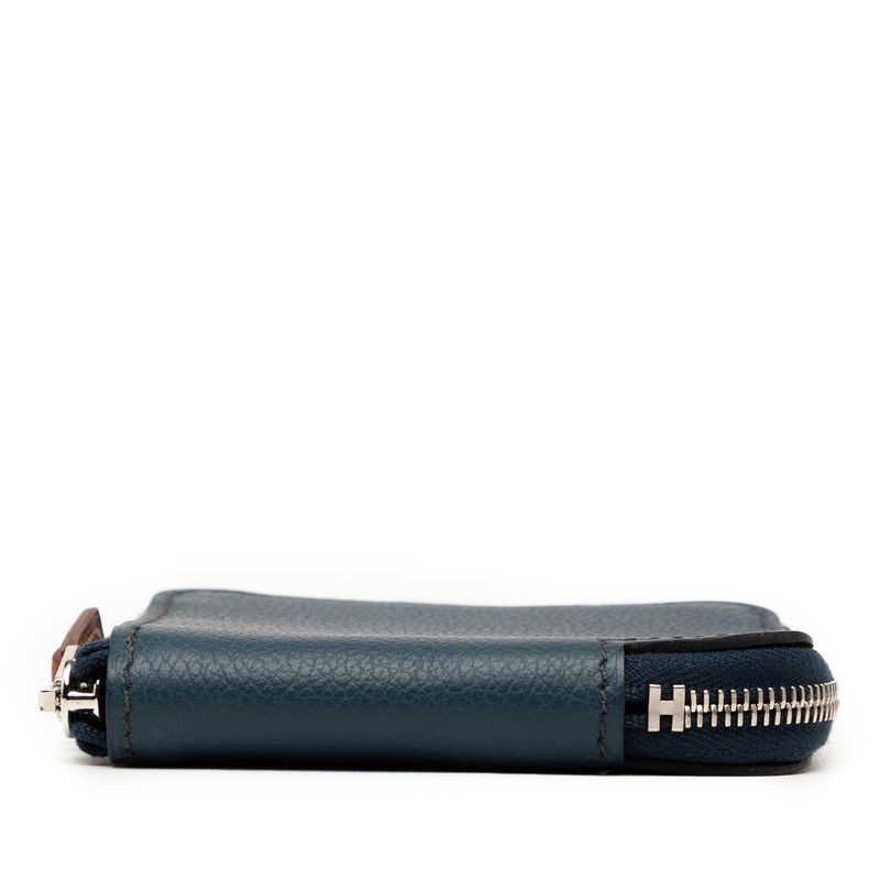 Hermes Azap Silk Quinn Compact Navy Silver Hardware Evercolor — view 3