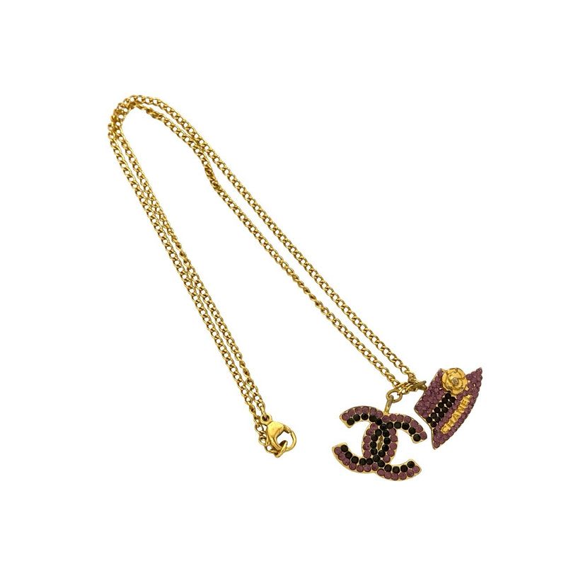 Chanel Coco Mark Hat Motif Rhinestone Necklace Pendant 02A — view 4