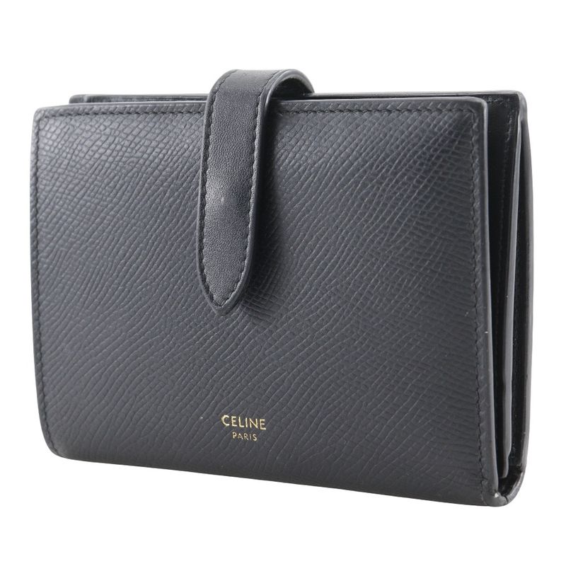 Celine Medium Strap Wallet Calf Black Bifold — view 2