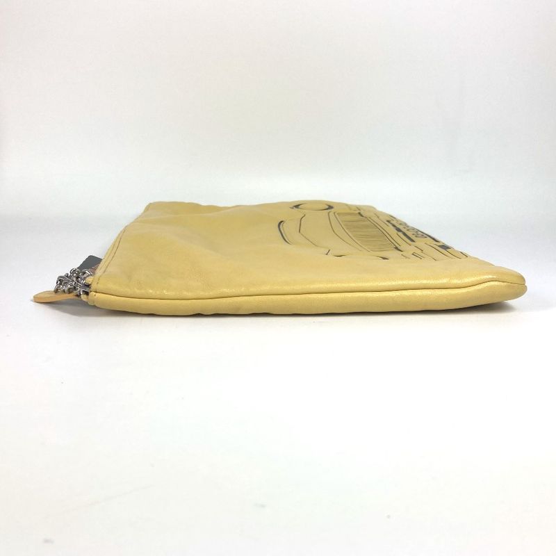 Chanel Clutch Bag Coco Havana Car Logo Leather Yellow — view 3
