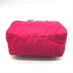 Prada Triangle Logo Tessuto Nylon Quilted Chain Tote Pink — view 4