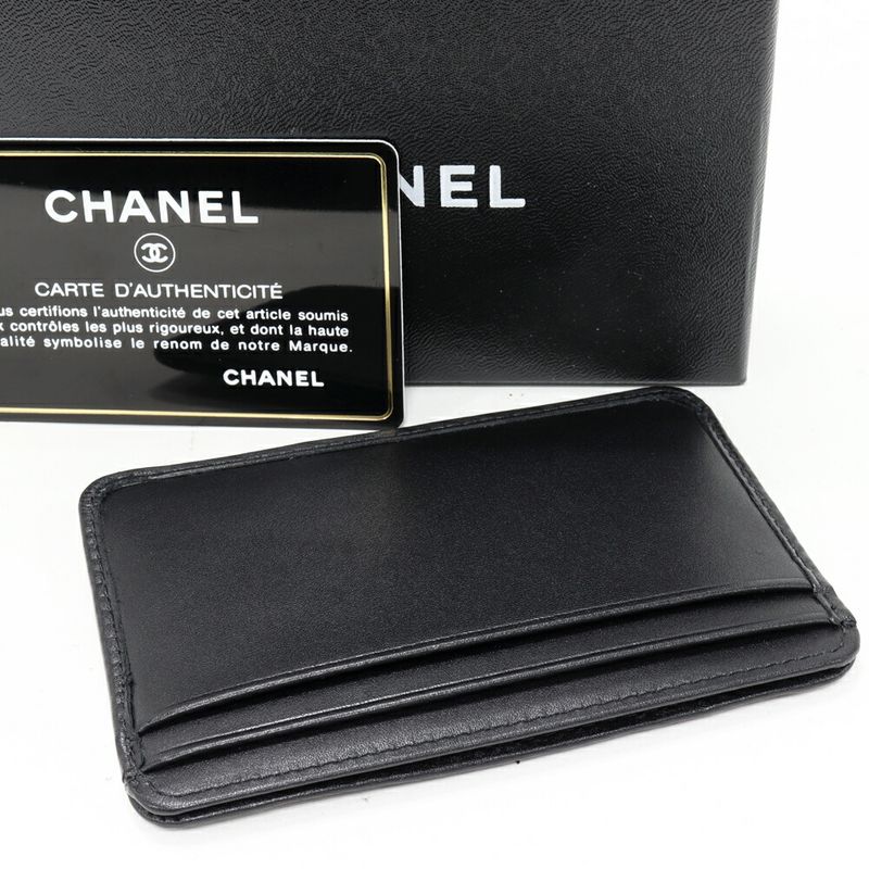 Chanel Card Case Pass Cambon Line Calf Black And Silver C0790 — view 5