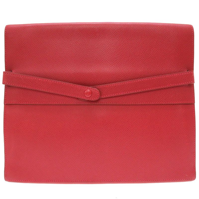 Hermes Courchevel Red Gold Hardware 00 Vintage Clutch Bag 0225 — view 2