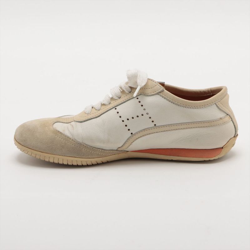 Hermes Leather Sneakers 35 White and Beige — view 6