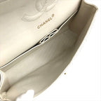Chanel Lambskin Double Flap Chain Shoulder Bag White — view 8