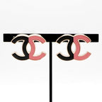 Chanel Earrings Gold Black Pink Coco Mark Bicolor — view 8