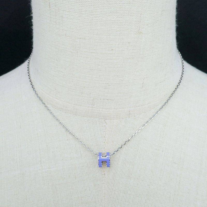 Hermes Necklace Pop Ash Mini Pendant H Lila Silver-color Accessories — view 9