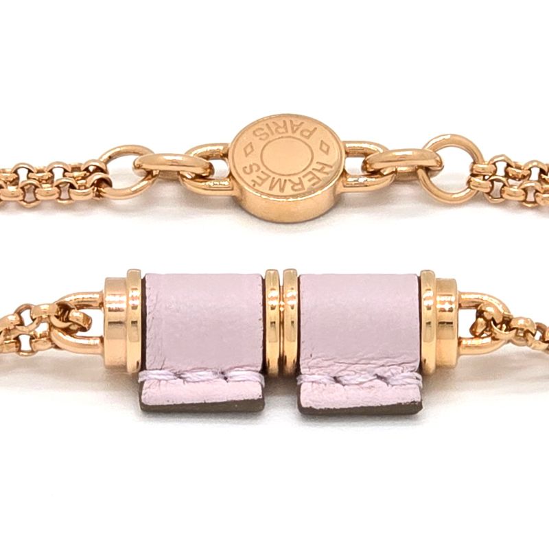 Hermes Charnieres PM Necklace Swift Leather Gold Color Metal Neck Circumference — view 4