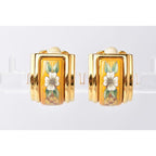 Hermes Earrings Emailles Cloisonne Enamel With Flower Motif Yellow — view 5
