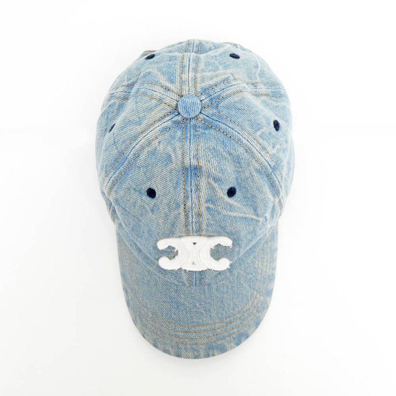 Celine Baseball Cap Triomphe Denim S Size Light Blue Apparel Hat — view 5