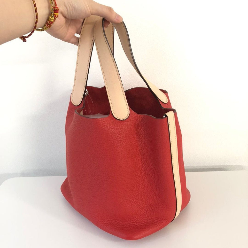Hermes Picotin Lock Touch MM Rouge Tomato Rose Eglantine Taurillon Clemence — view 2