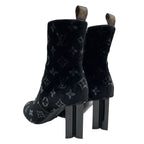 Louis Vuitton Silhouette Line Boots Short Shoes Velor Black Monogram — view 4