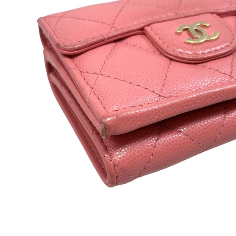 Chanel Trifold Wallet Classic Small Flap Ap0230 Quilted Caviar Leather — view 3