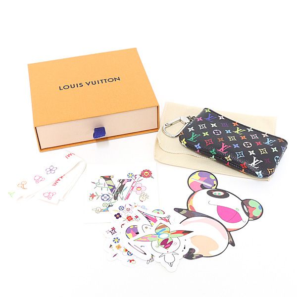 Louis Vuitton TM Card Key Case Pochette Cles Monogram Multicolor Black — view 6
