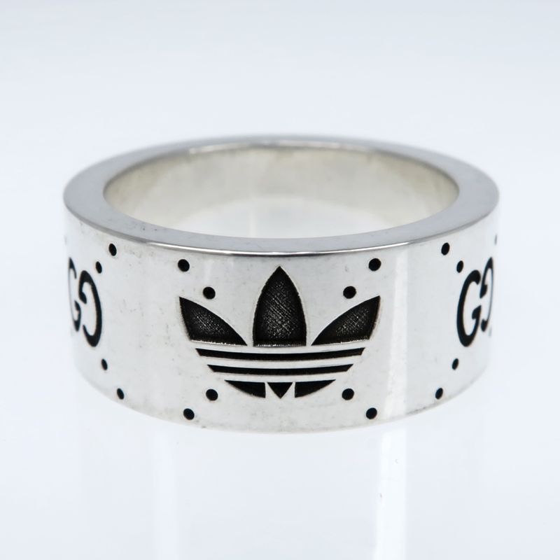 Gucci Adidas Collaboration Ring Engraving Wide Trefoil 17 AG 925 Jewelry — view 4