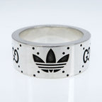 Gucci Adidas Collaboration Ring Engraving Wide Trefoil 17 AG 925 Jewelry — view 4