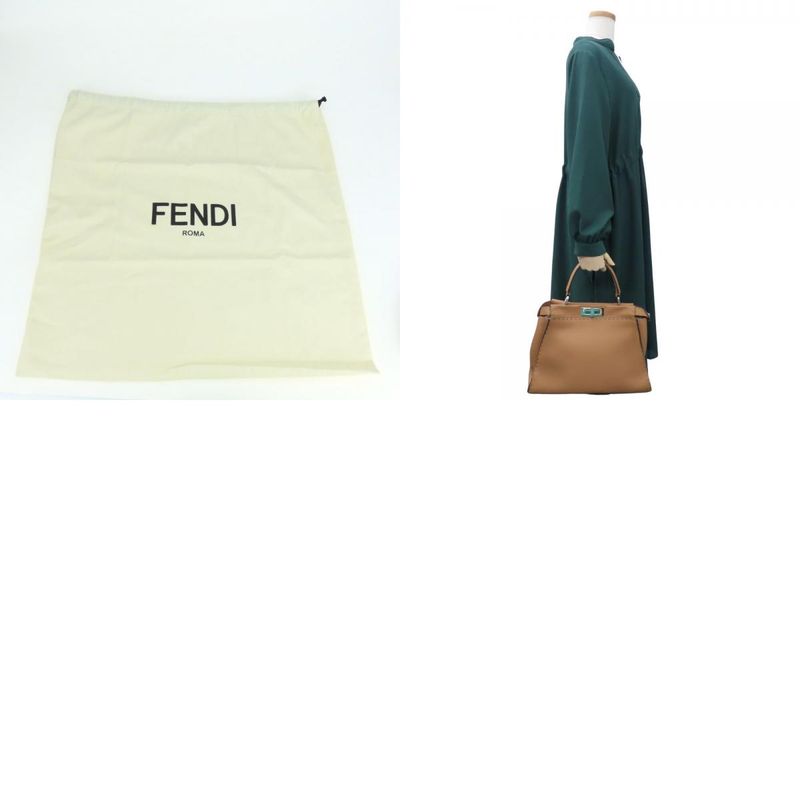 Fendi Handbag Peekaboo 8 Bn290 Selleria Leather Brown Silver Hardware 2-Way — view 9