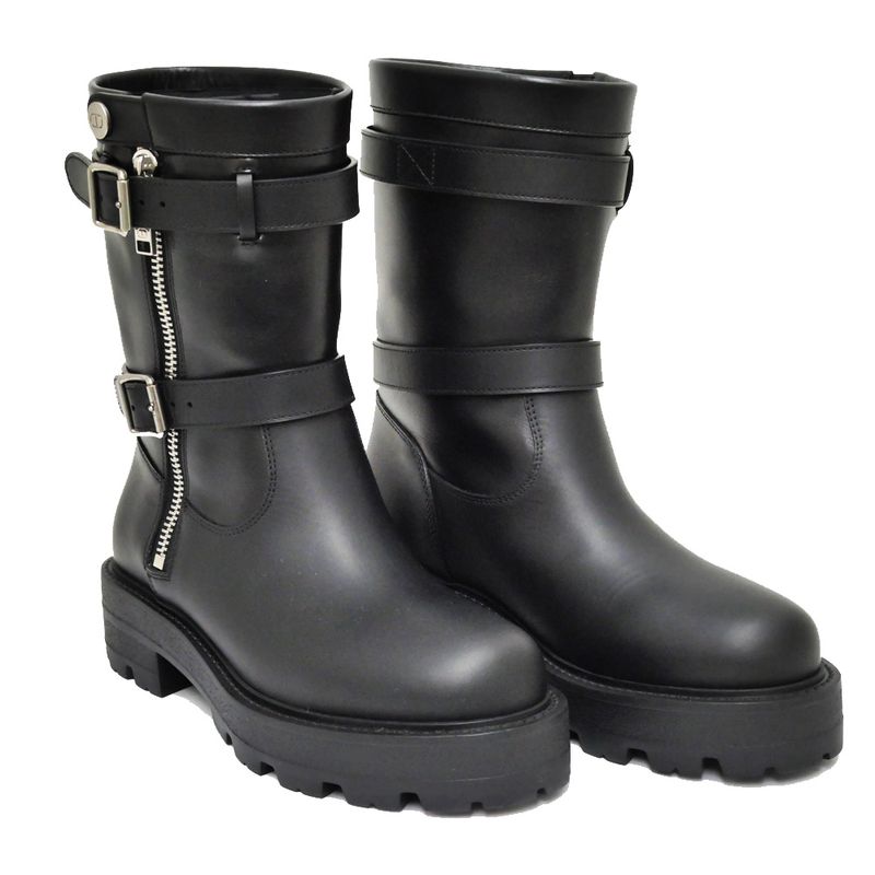 Dior D-major Short Boots Logo Size 37 Black Leather Zip Up — view 4
