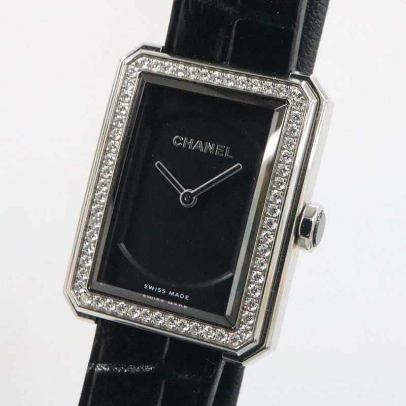 Chanel Boyfriend H6586 Black Diamond Bezel SS Leather Quartz — view 2