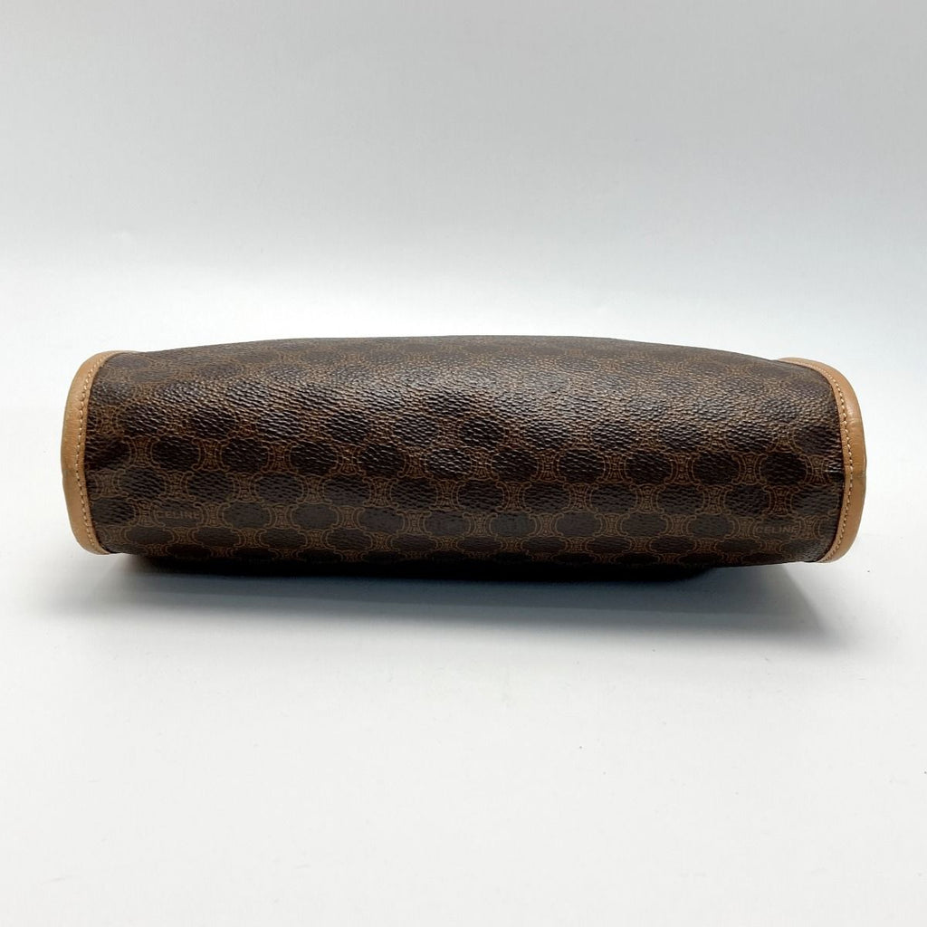 Celine Macadam Pattern Clutch Bag Brown Leather Second — view 2