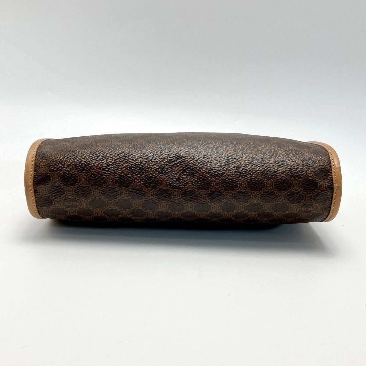 Celine Macadam Pattern Clutch Bag Brown Leather Second — view 2