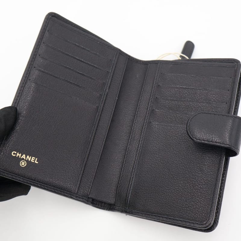 Chanel Camellia Bifold Wallet Leather Black — view 9