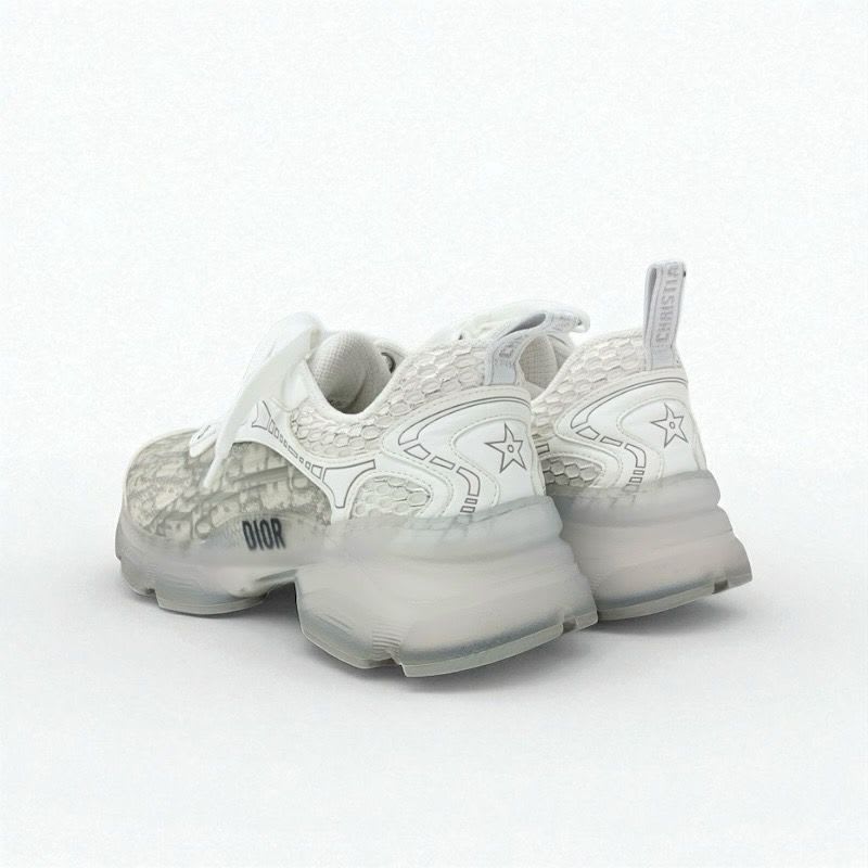 Christian Dior Sneakers Shoes Leather Rubber Fabric White Gray Logo — view 4