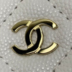 Chanel Coco Mark Caviar Leather Classic Zip Coin Purse Quilted Ap0216 White — view 4