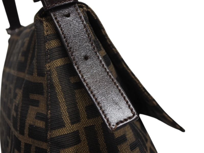 Fendi Mamma Baguette Shoulder Bag Zucca Pattern Cotton Canvas Brown Silver — view 5