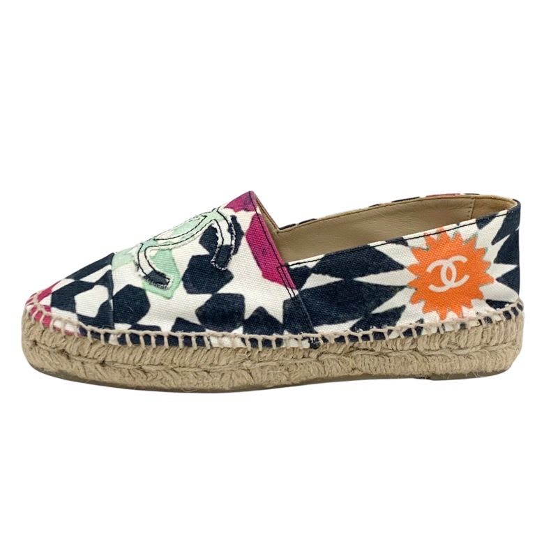 Chanel Flat Shoes Canvas Multicolor Coco Mark Espadrilles — view 3