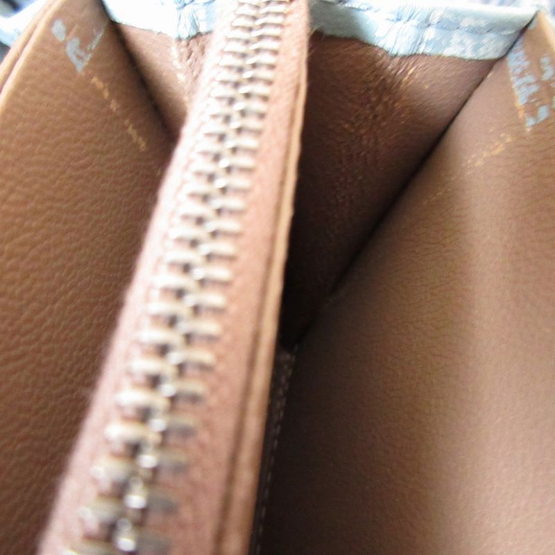 Bottega Veneta Intrecciato Leather Light Blue Round Zipper Long Wallet 1370 — view 7