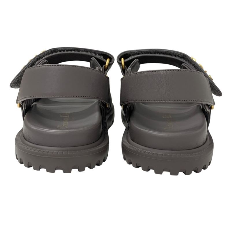 Christian Dioract Sandals Shoes Leather Gray Gold Logo Sports — view 5