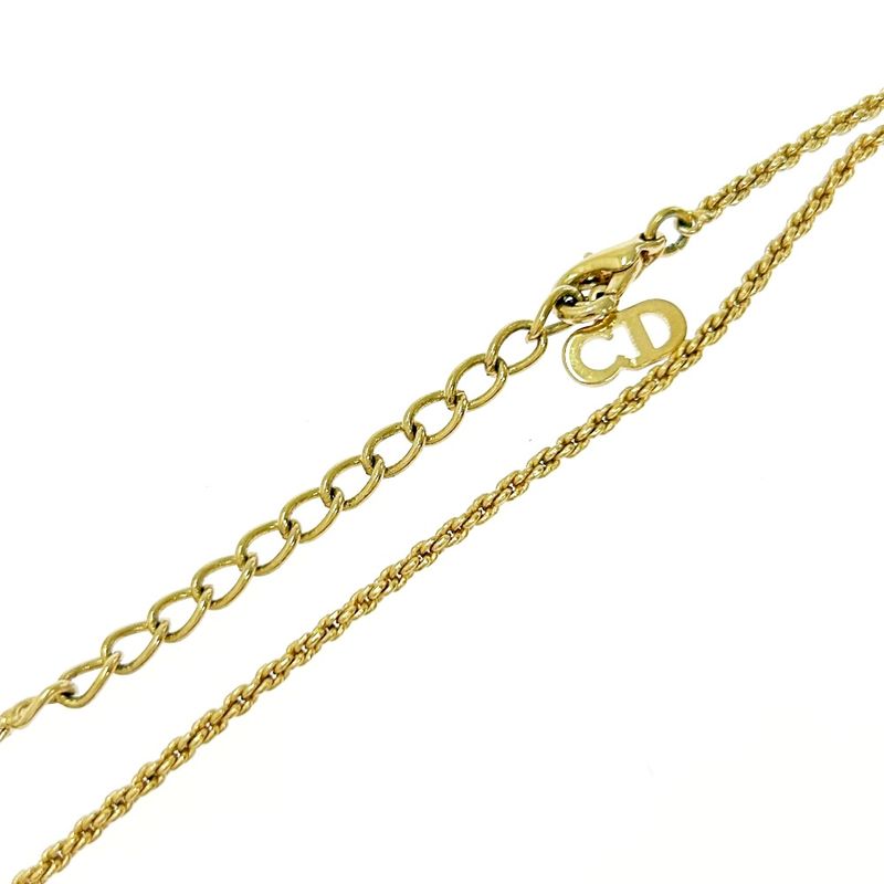Christian Dior GP Rhinestone CD Logo Necklace Gold — view 8