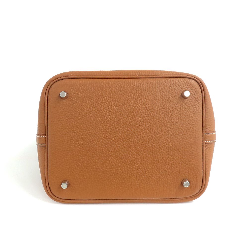 Hermes Picotin Lock MM Gold Taurillon Clemence Silver Hardware — view 6