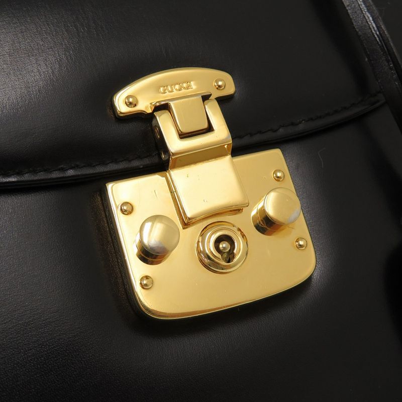Gucci Lady Lock Leather Black Gold Hardware 000 46 0210 2-Way Handbag 0066 — view 8