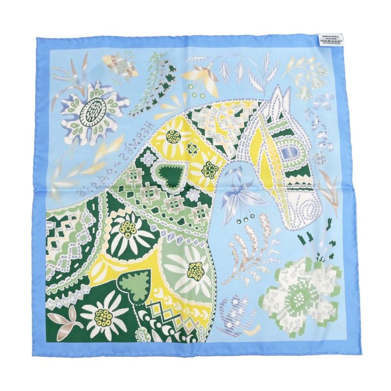 Hermes Carre 45 Scarf en Attendant Ulysse Silk Light Blue Bandana — view 2