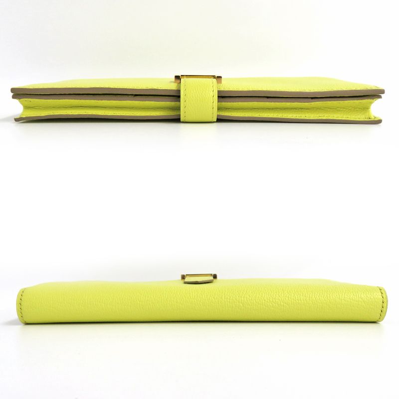 Hermes Bearn Souffle Chevre Yellow Series Pink Gold Hardware R Stamp — view 3