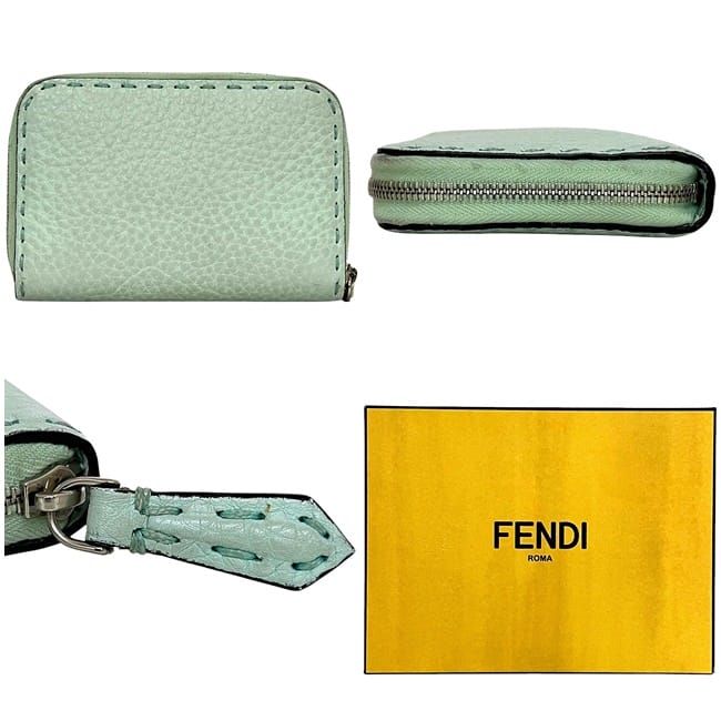 Fendi Coin Case Light Green Selleria 8 M343 Purse — view 3
