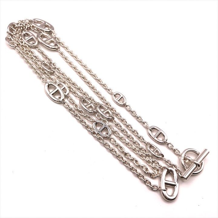 Hermes Chaine D'ancre Farandole Long Necklace 925 Sterling Silver — view 4