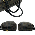 Celine Vintage Macadam Blason Triomphe Pattern Leather Handbag Mini Boston Bag
